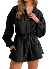 Women's Zip-Up Hooded Long Sleeve Jumpsuit