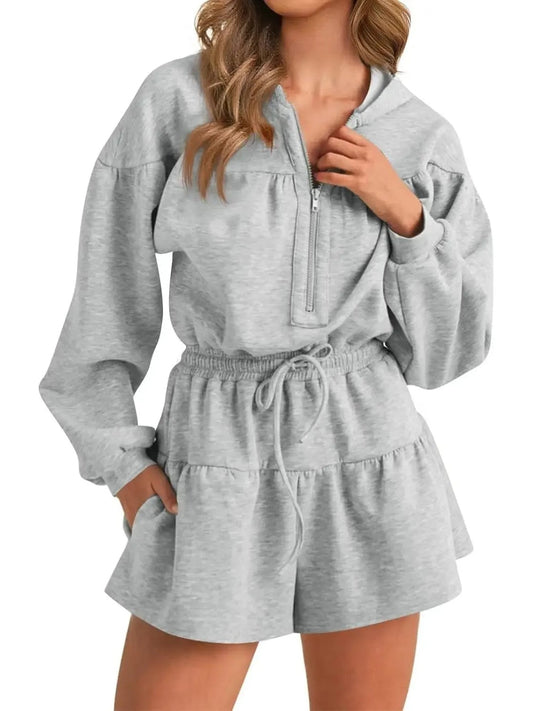 Women's Zip-Up Hooded Long Sleeve Jumpsuit