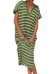 Women's Spring Striped Lightweight Soft Knit Maxi Dress
