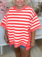 Women's Contrast Striped Short Sleeve Tee