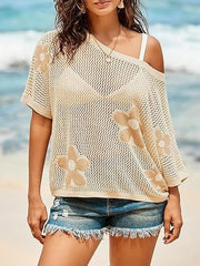 Summer 2026 Short Sleeve Floral Crochet Tops