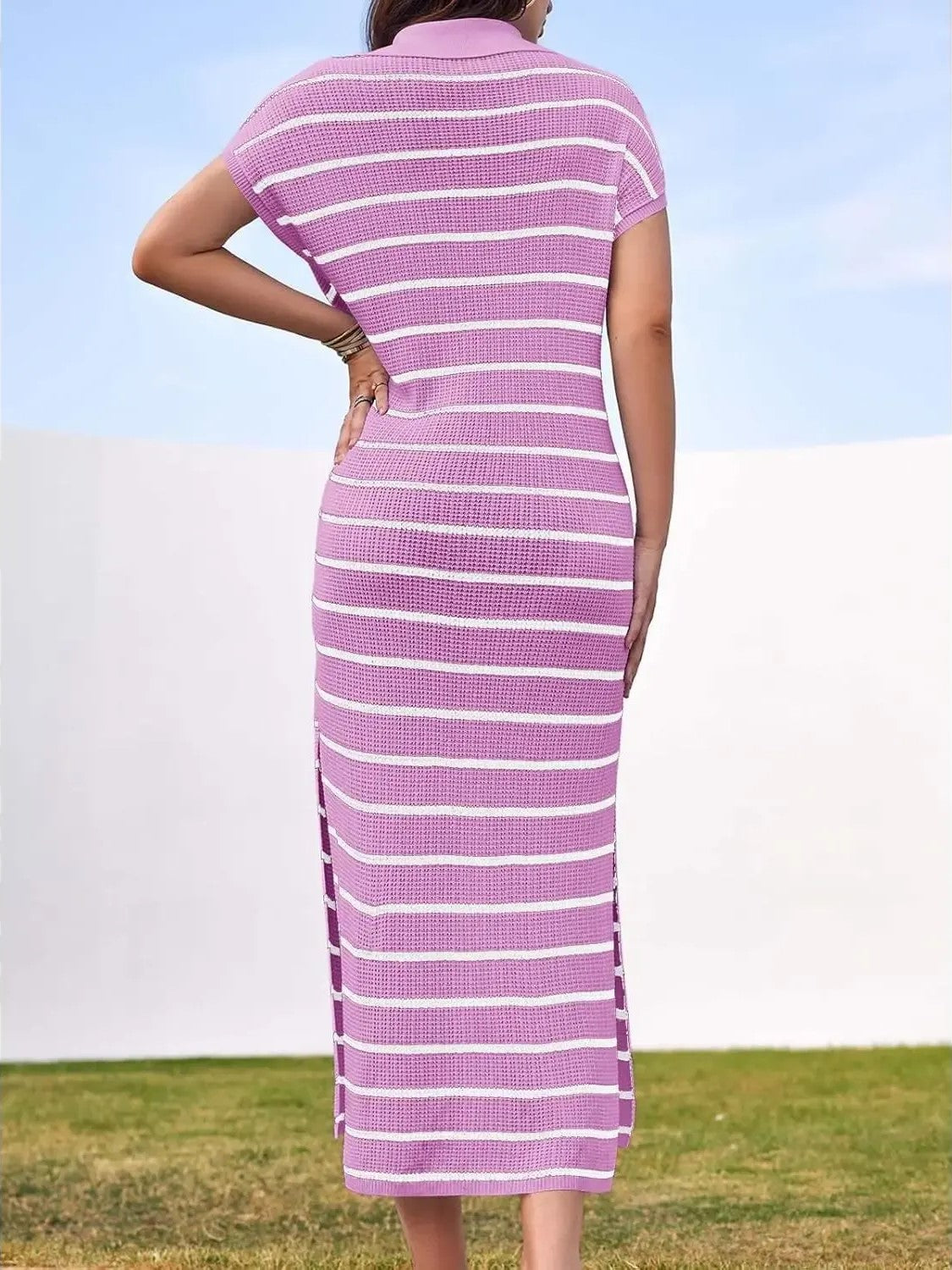 Women's Spring Striped Lightweight Soft Knit Maxi Dress