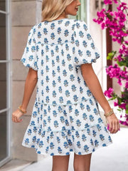 Women's V Neck Tie Front Floral Boho Dress