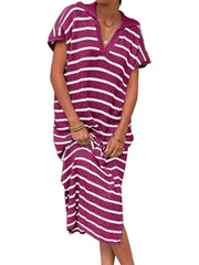 Women's Spring Striped Lightweight Soft Knit Maxi Dress