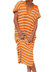 Women's Spring Striped Lightweight Soft Knit Maxi Dress
