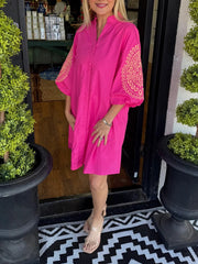 Women's Puff Sleeve Spring Shirt Dress