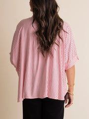 Women's Batwing Elbow Sleeve Striped Blouse