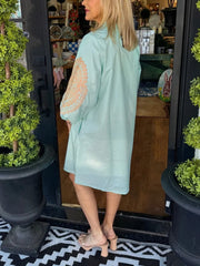 Women's Puff Sleeve Spring Shirt Dress