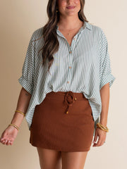 Women's Batwing Elbow Sleeve Striped Blouse