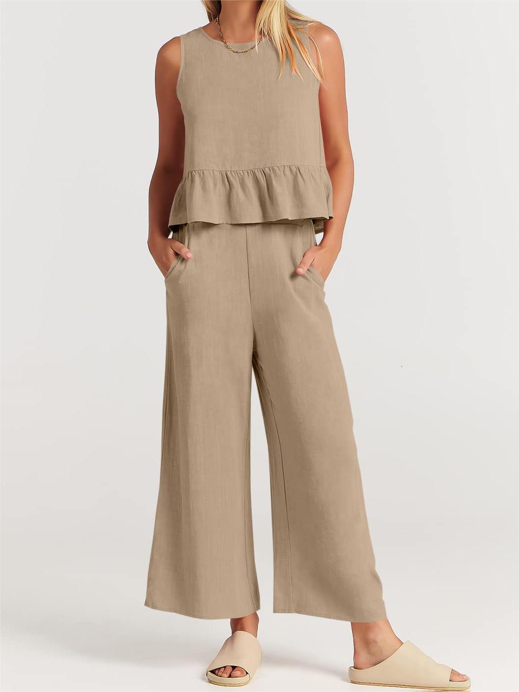 Women's Summer 2 Pieces Outfits - Lounge Set with Pockets