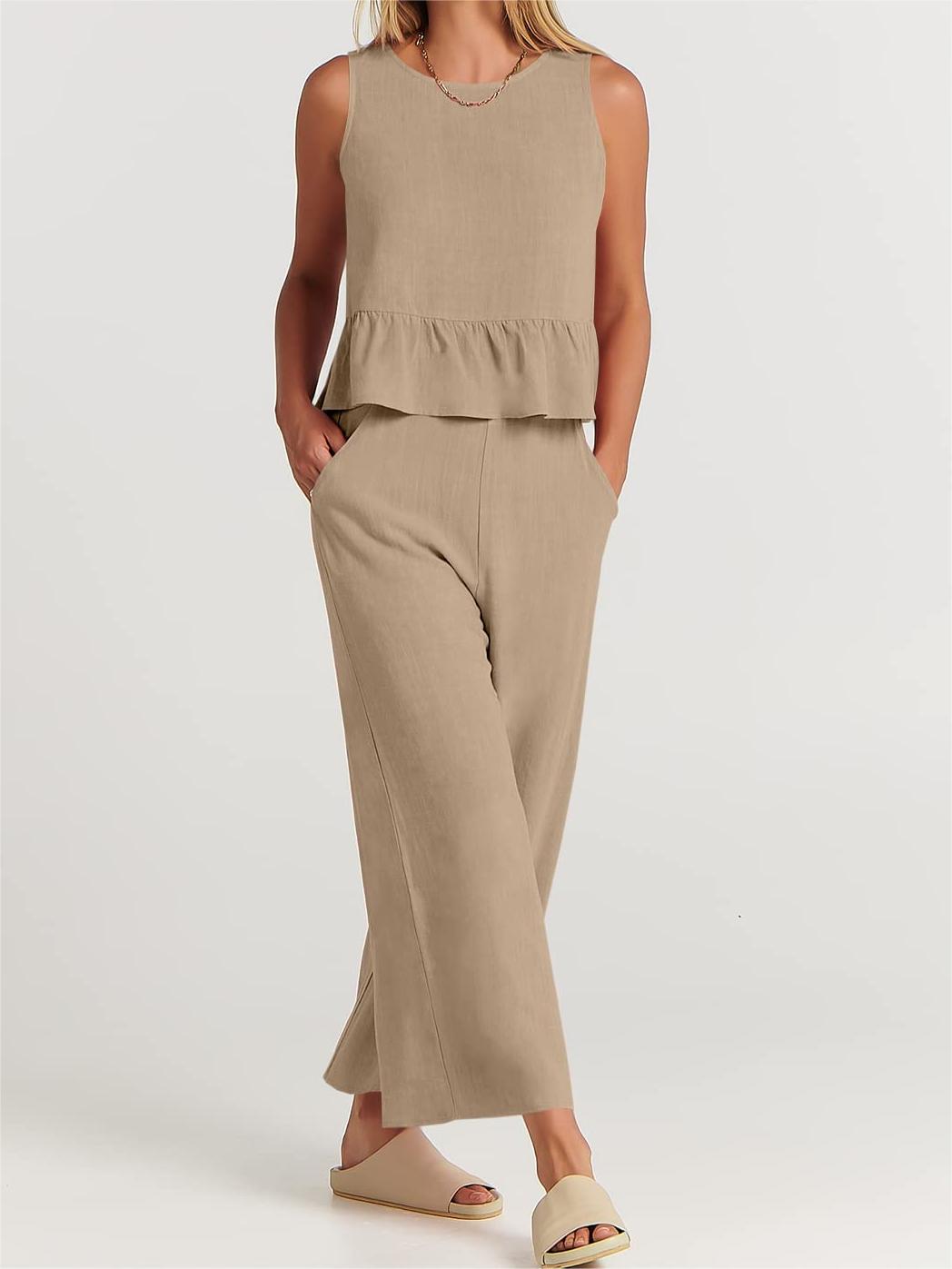 Women's Summer 2 Pieces Outfits - Lounge Set with Pockets