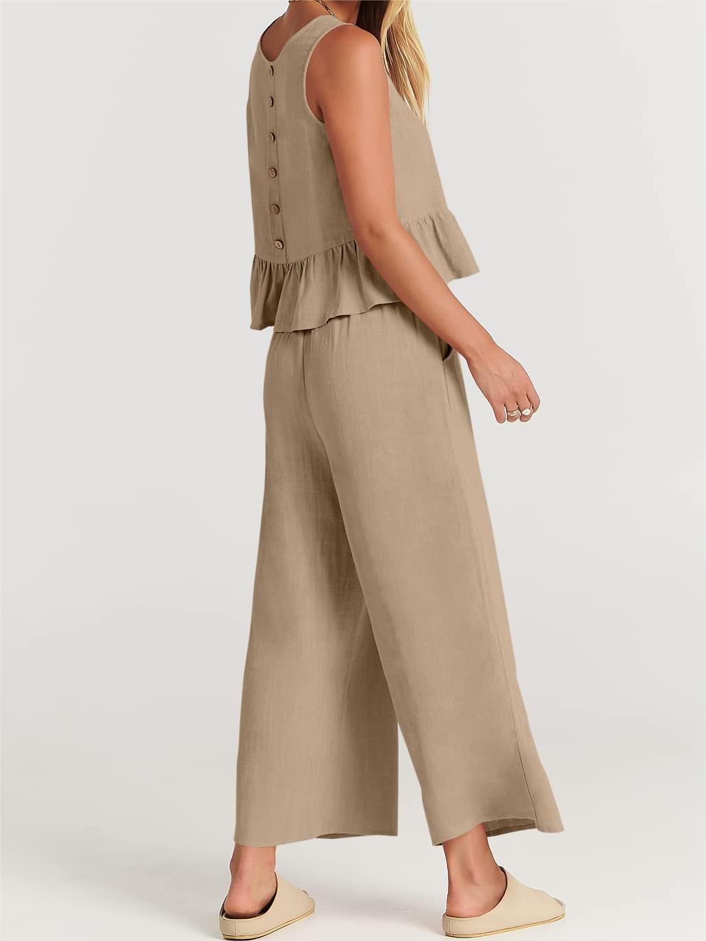 Women's Summer 2 Pieces Outfits - Lounge Set with Pockets