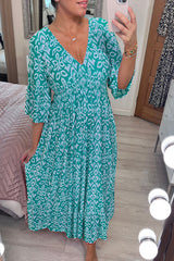 New Bohemian Casual Print V-neck Long Dress