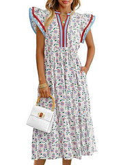 Women's V-neck Floral Midi Dress