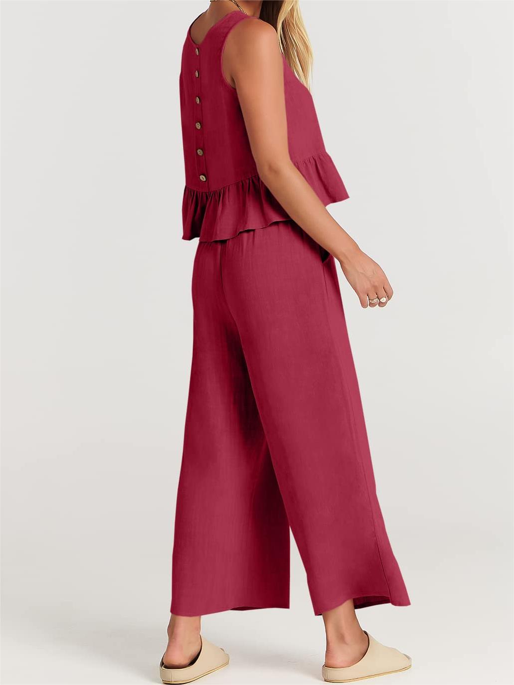 Women's Summer 2 Pieces Outfits - Lounge Set with Pockets