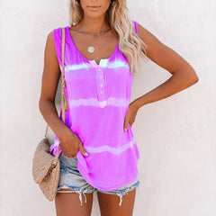 Summer Tie-Dye Striped Sleeveless Tank Top