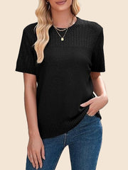 Women's Summer Hollow Out Short Sleeve Knit Tops